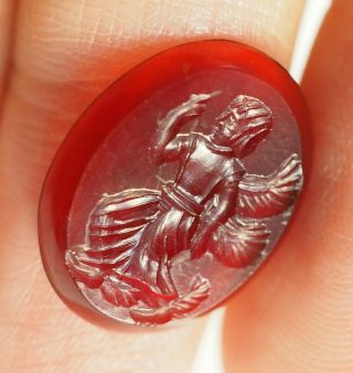 Anceint Carnelian Intaglio Lucky Cupid Engraved Stone Stamp Signet Seal