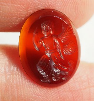 Anceint Carnelian Intaglio Lucky Cupid Engraved Stone Stamp Signet Seal 2