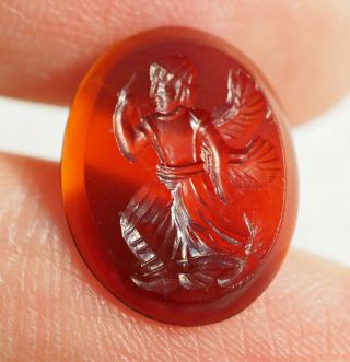 Anceint Carnelian Intaglio Lucky Cupid Engraved Stone Stamp Signet Seal 3
