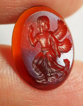 Anceint Carnelian Intaglio Lucky Cupid Engraved Stone Stamp Signet Seal 4