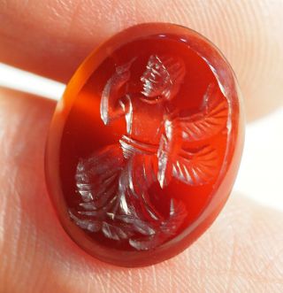 Anceint Carnelian Intaglio Lucky Cupid Engraved Stone Stamp Signet Seal 6