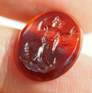Anceint Carnelian Intaglio Lucky Cupid Engraved Stone Stamp Signet Seal 8