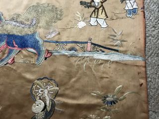 Large Antique Chinese Silk Embroidered Tapestry Panel 80 