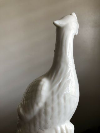 Antique 19th C Chinese Blanc de Chine White Porcelain Phoenix Bird Statue 2 of 2 7
