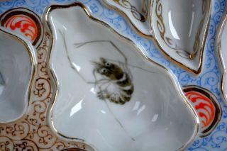 Antique UPW or Limoges Oyster Plate Squid Crawfish Hand Painted - No Res B 2