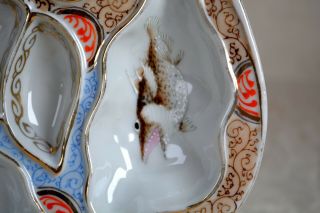 Antique UPW or Limoges Oyster Plate Squid Crawfish Hand Painted - No Res B 3