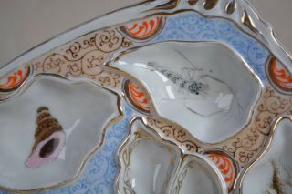 Antique UPW or Limoges Oyster Plate Squid Crawfish Hand Painted - No Res B 4