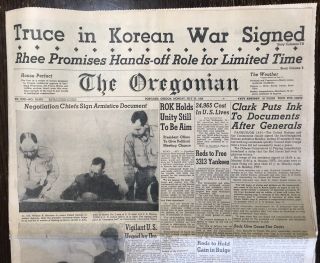 TRUCE IN KOREAN WAR SIGNED THE OREGONIAN July 27,  1953 Vintage 2