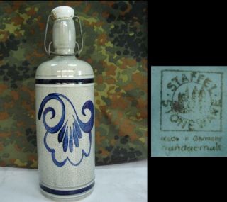 Wwii German Handpainted Ceramic Schnapps Bottle