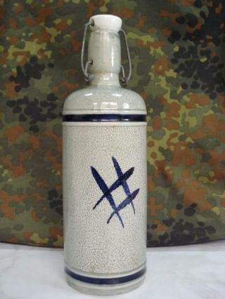 WWII GERMAN HANDPAINTED CERAMIC SCHNAPPS BOTTLE 2