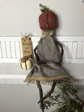 Primitive Folk Art Fall Halloween Primitive Pumpkin Doll Lil ' Miss Sweetie Pie 9