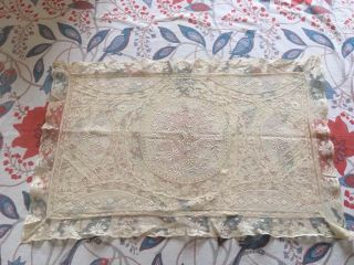 Antique Lace Pillow Brussels Vintage Textiles Rare Christening Baby Gift