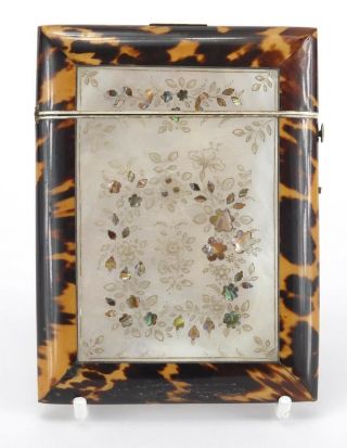 Collectors:victorian Tortoiseshell Mother Of Pearl And Abalone Calling Card Case