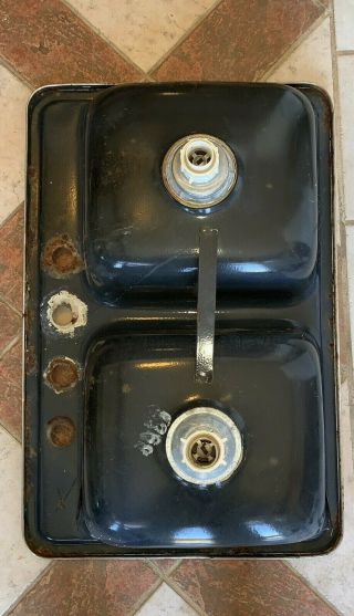 Avocado Green Kitchen Sink Double Basin MOD Mid Century Ceramic Vintage 1960s 4