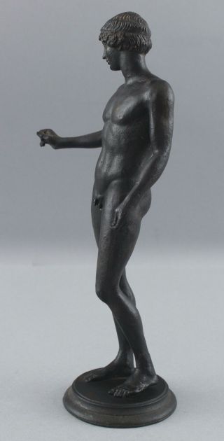 19thc Antique Grand Tour,  Greek Classical Nude Man Bronze Sculpture Nr