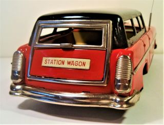 TIN FRICTION 1955 FORD TWO TONE STATION WAGON CAR TAILGATE MARUSAN JAPAN 10