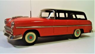 TIN FRICTION 1955 FORD TWO TONE STATION WAGON CAR TAILGATE MARUSAN JAPAN 6