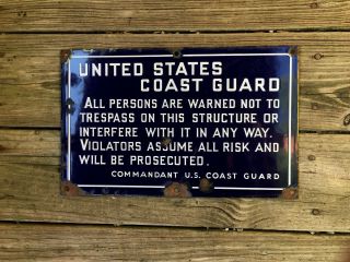 United States Coast Guard Structure Warning Porcelain Sign Maritime Light House