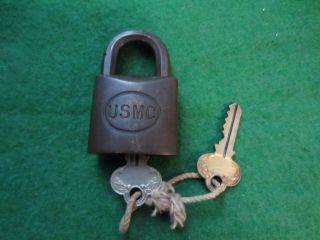 Ww1 U.  S.  M.  C.  Padlock With 2 Keys