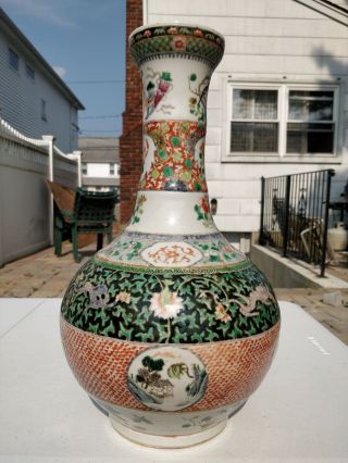 Large Chinese 19th Late Qing Period Wucai Vase