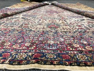 Auth: Antique Persian Rug 30 ' s Kirman Ivory Chic Sleek Distressed Beauty NR 3