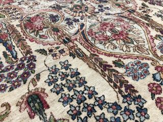 Auth: Antique Persian Rug 30 ' s Kirman Ivory Chic Sleek Distressed Beauty NR 6