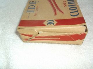 vtg IDEAL brand wooden Clothes Pins Old Stock w/Box Forster Mfg Strong Maine 9