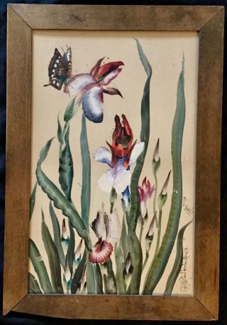ANTIQUE PAINTING,  CREATED BY TOSHIO AOKI,  JAPANESE AMERICAN ARTIST,  SIGNED & FRAMED 8