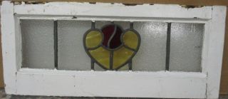 Mid Sized Old English Leaded Stained Glass Window Cute Abstract Heart 23 " X 10 "