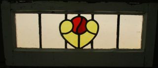 MID SIZED OLD ENGLISH LEADED STAINED GLASS WINDOW Cute Abstract Heart 23 