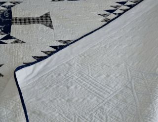 Antique Hand Stitched 1800s Tree of Life Quilt Rare Blue 11
