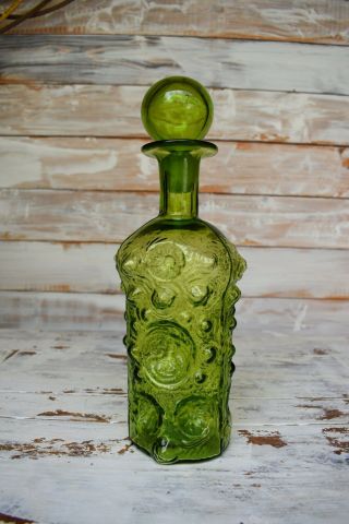 Vintage Blenko Green Glass Decanter
