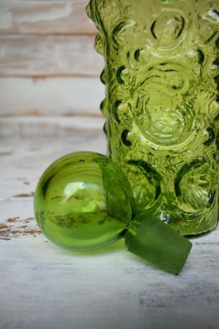 Vintage Blenko Green Glass Decanter 3