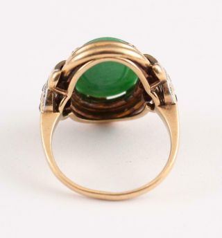 Antique Authentic 1920s Art Deco 18kt Yellow Gold,  Jade,  Ruby & Diamond Ring 6