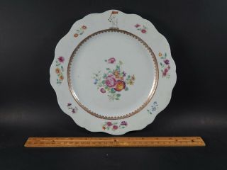 Rare Antique Chinese Export Famille Rose Armorial Porcelain Plate Circa 1770