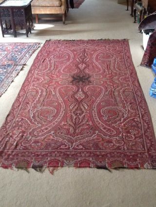 Antique Paisley Cashmere Kashmir Kashmiri Cachemire Long Shawl Circa 1840