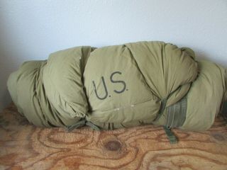 Vintage Us Military Down Filled Mummy Arctic Sleeping Bag M - 1949 April 11 1952