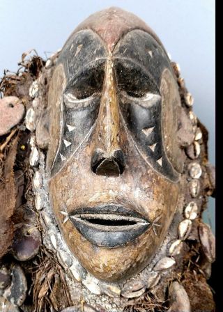 Old Tribal Igbo Fetish Mask With Raffia - - Nigeria BN 44 2