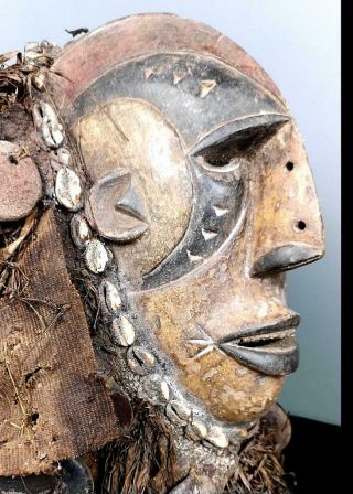 Old Tribal Igbo Fetish Mask With Raffia - - Nigeria BN 44 4