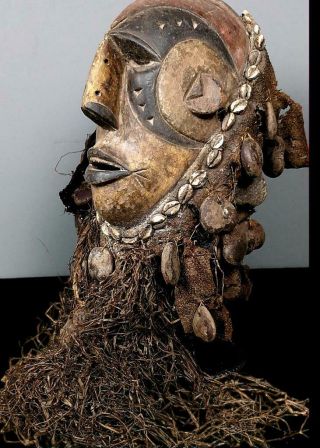 Old Tribal Igbo Fetish Mask With Raffia - - Nigeria BN 44 5