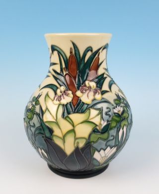 Large Moorcroft Lamia 9.  25 " 24cm Vase Bulrushes Iris Lilies Bishop Art Pottery