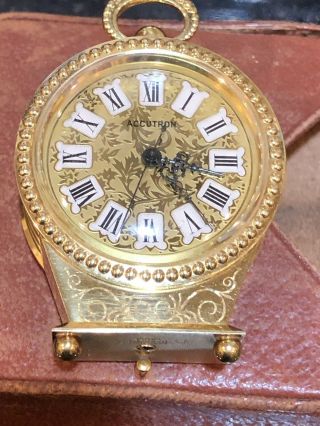 Rare All 18k Solid Gold Accutron Unlovable Purse Travel Clock