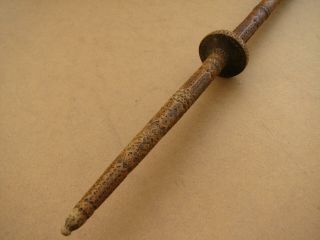 Antique Primitive Wooden Hand Carved Distaff Spinning Yarn 1909 Marked Cyrillic