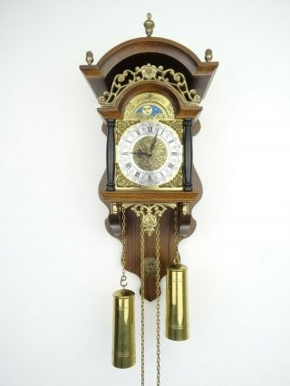 Vintage Dutch Sallander Wall Clock Moonphase 8 Day (warmink Zaanse Wuba Era)