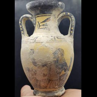 Roman Old Painted Pottery Vase Lovely King Painted