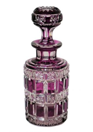 Antique Baccarat Crystal Amethyst Cut To Clear Cologne Perfume Bottle