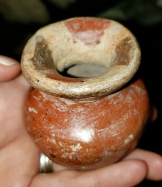 Pre - Columbian Chiriqui/diquis? Black & Red Polychrome Mini Pot Est.  800 - 1500 Ad