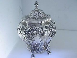 English Sterling ornate TEA CADDY George Nathan & Ridley Hayes - Chester c1913 2