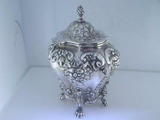 English Sterling ornate TEA CADDY George Nathan & Ridley Hayes - Chester c1913 3