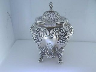 English Sterling ornate TEA CADDY George Nathan & Ridley Hayes - Chester c1913 4